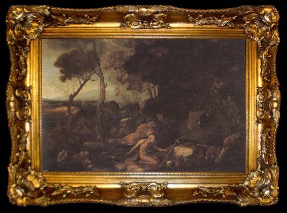 framed  Nicolas Poussin Landscape with St.Jerome, ta009-2